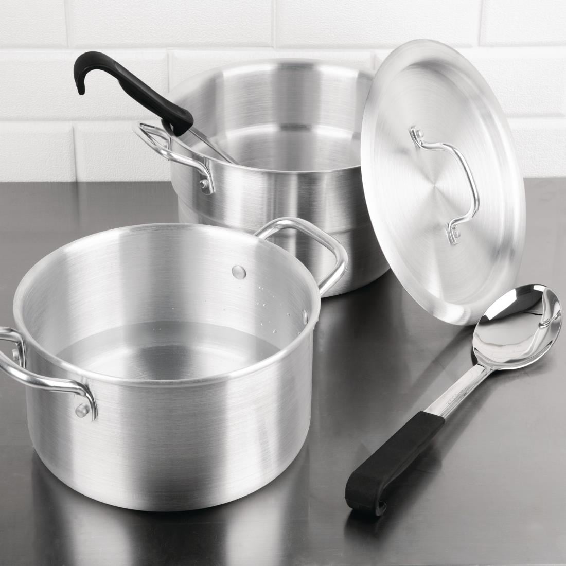 Vogue Aluminium Double Boiler Pan with Lid 24cm K643 - Image 2