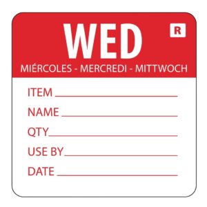 Hygiplas Removable Day of the Week Label Wednesday (500 Pack) L068
