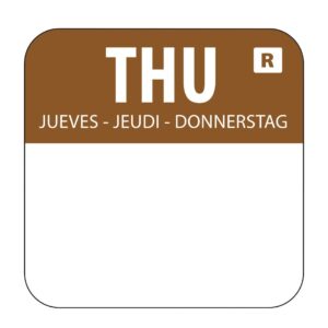 Hygiplas Removable Colour Coded Food Labels Thursday (1000 Pack) L934