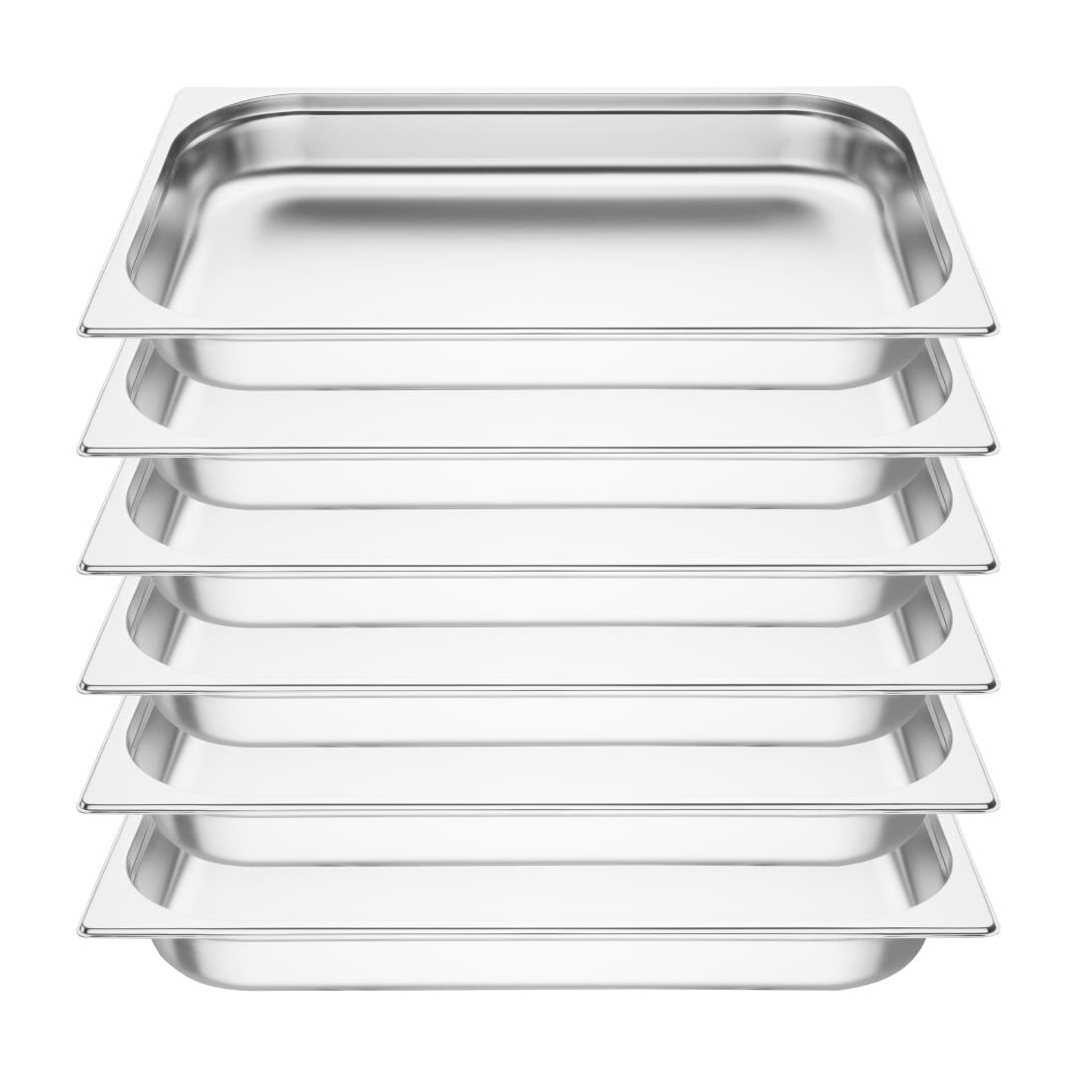 Vogue Stainless Steel 1/1 Gastronorm Trays 65mm (6 Pack) S895 - Image 2