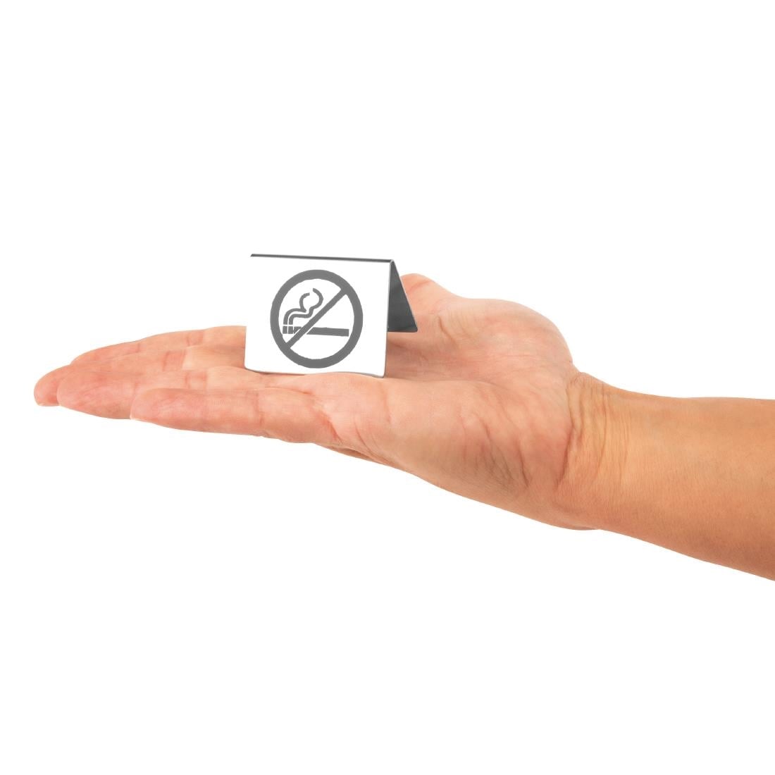 Olympia Brushed Steel No Smoking Table Sign U044 - Image 3