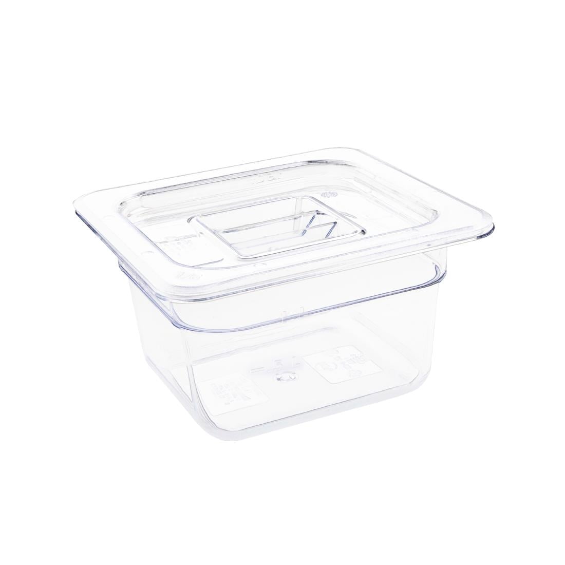 Vogue Polycarbonate 1/6 Gastronorm Container 100mm Clear U240 - Image 3