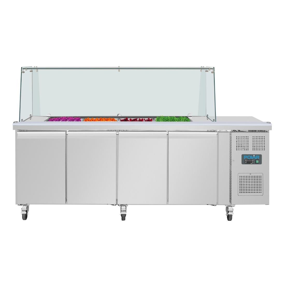 Polar U-Series GN Saladette Counter with Square Sneeze Guard 4 Door UA019 - Image 7