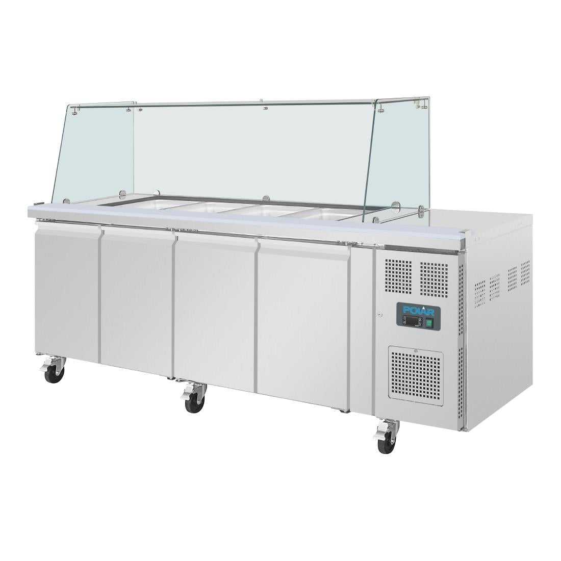 Polar U-Series GN Saladette Counter with Square Sneeze Guard 4 Door UA019 - Image 14