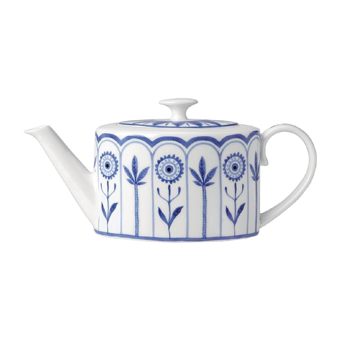 William Edwards Sultan's Garden Blue 2 Cups Oval Teapot Coupe 550ml (6 Pack) VV3978