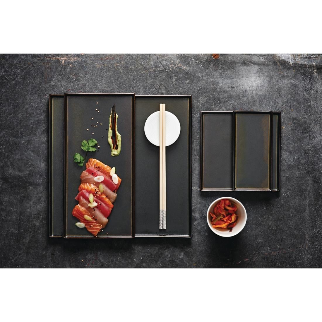 Rene Ozorio Wabi Sabi Square Trays Slate 285mm (6 Pack) VV842 - Image 3