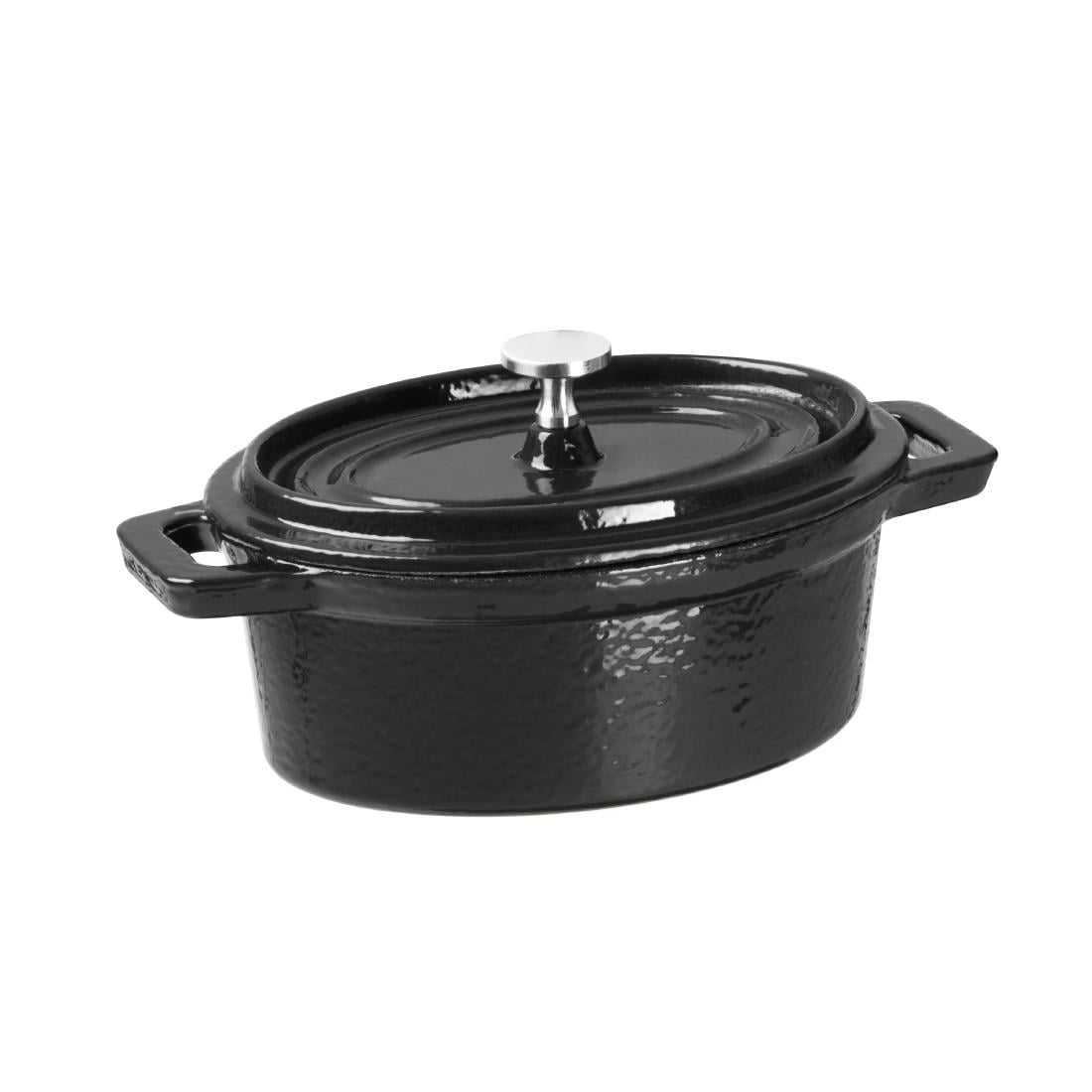 Vogue Cast Iron Oval Mini Pot Black 315ml Y264