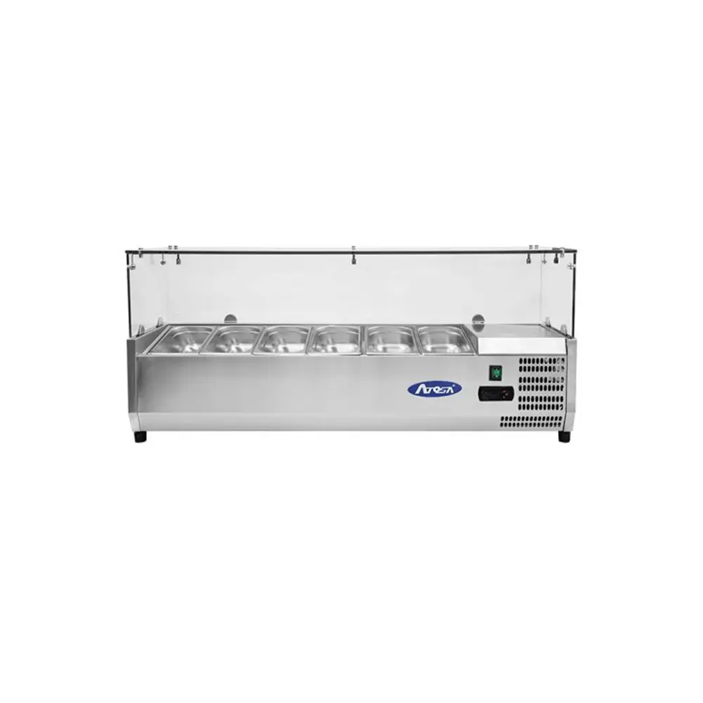 Atosa VRX1400/330 Glass Screen Countertop Topping Unit with 6 x 1/4 GN Pans/Lids