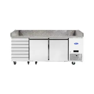 Pizza Prep Counter 2 Doors + 7nr Ambient Drawers, Marble Top