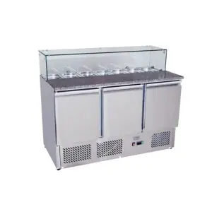 Ice-A-Cool ICE3864GR 3 Door Marble Top Saladette Counter 380 Litres