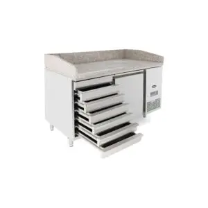 Atosa EPF3490GR Pizza Prep Counter 1 Door + 7nr Ambient Drawers, Marble Top