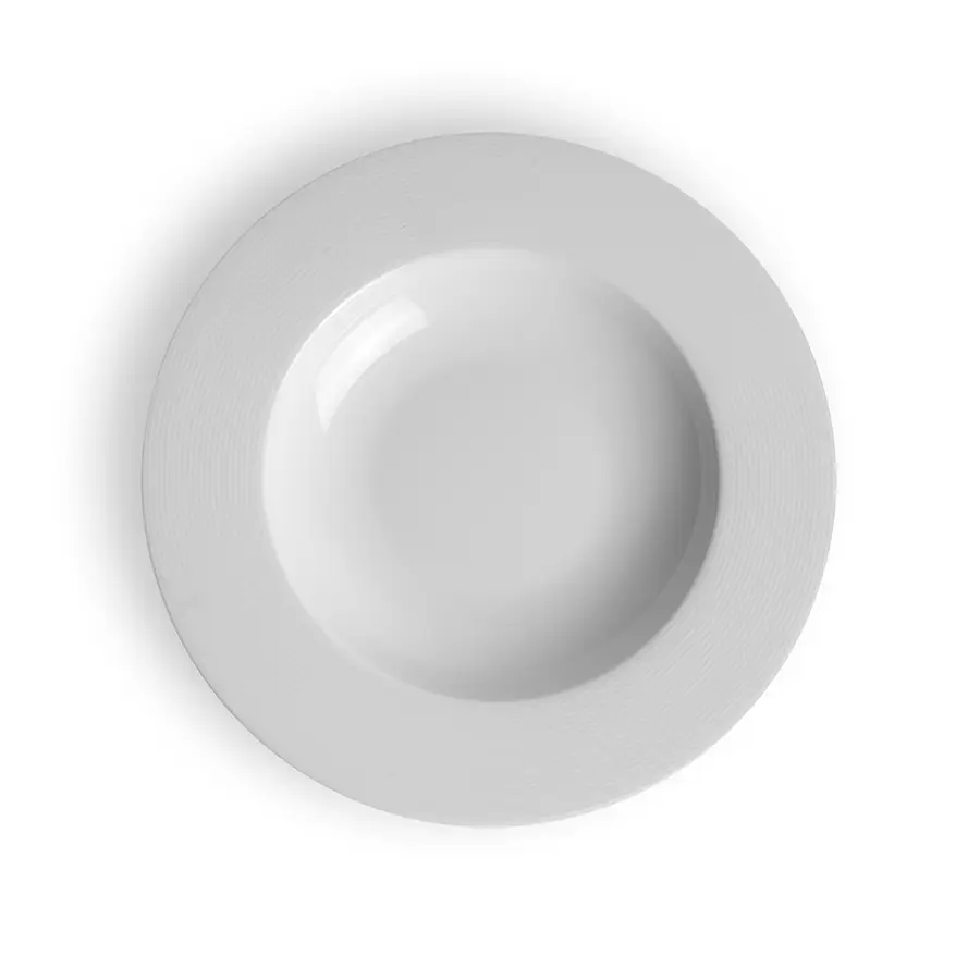 Crème Cézanne Vitrified Porcelain White Round Rimmed Bowl 30cm - BH806