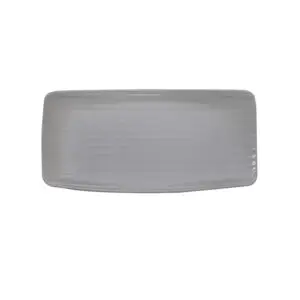 Artisan Pebble Vitrified Fine China Grey Rectangular Platter 30x15cm - BI859GY