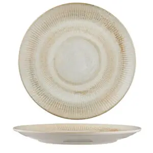Ariane Shell Sand Virtified Porcelain Earthy Beige Round Coupe Plate 18cm 7in - BU330