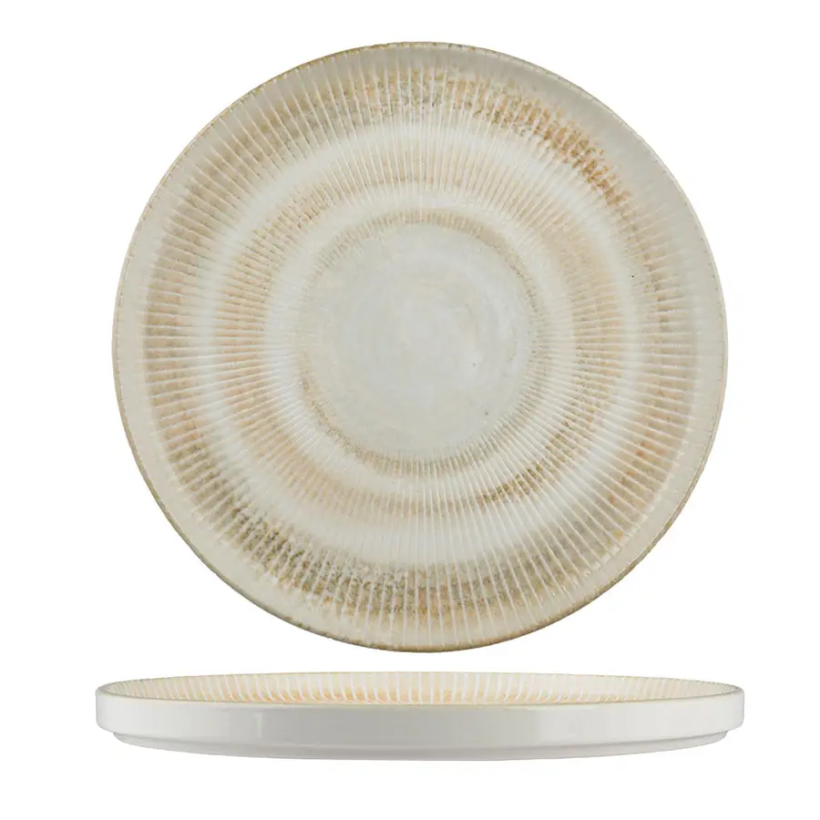 Ariane Shell Sand Virtified Porcelain Earthy Beige Round Stacking Plate 21cm 8 1/4in - BU332