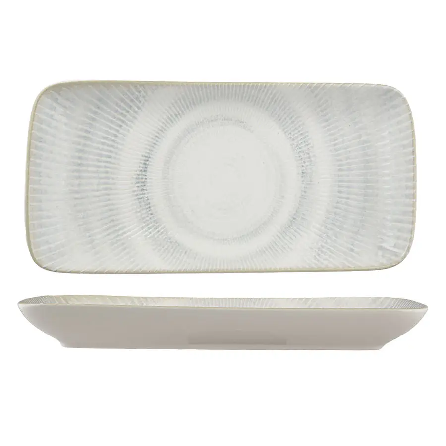 Ariane Shell Aqua Virtified Porcelain Shell Blue Rectangular Platter 28x14cm 10 5/8 x 5 1/2in - BU354