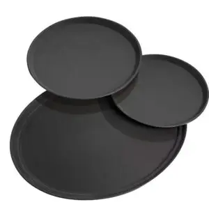 Black Tray Round 35.5cm Non Slip - D3063