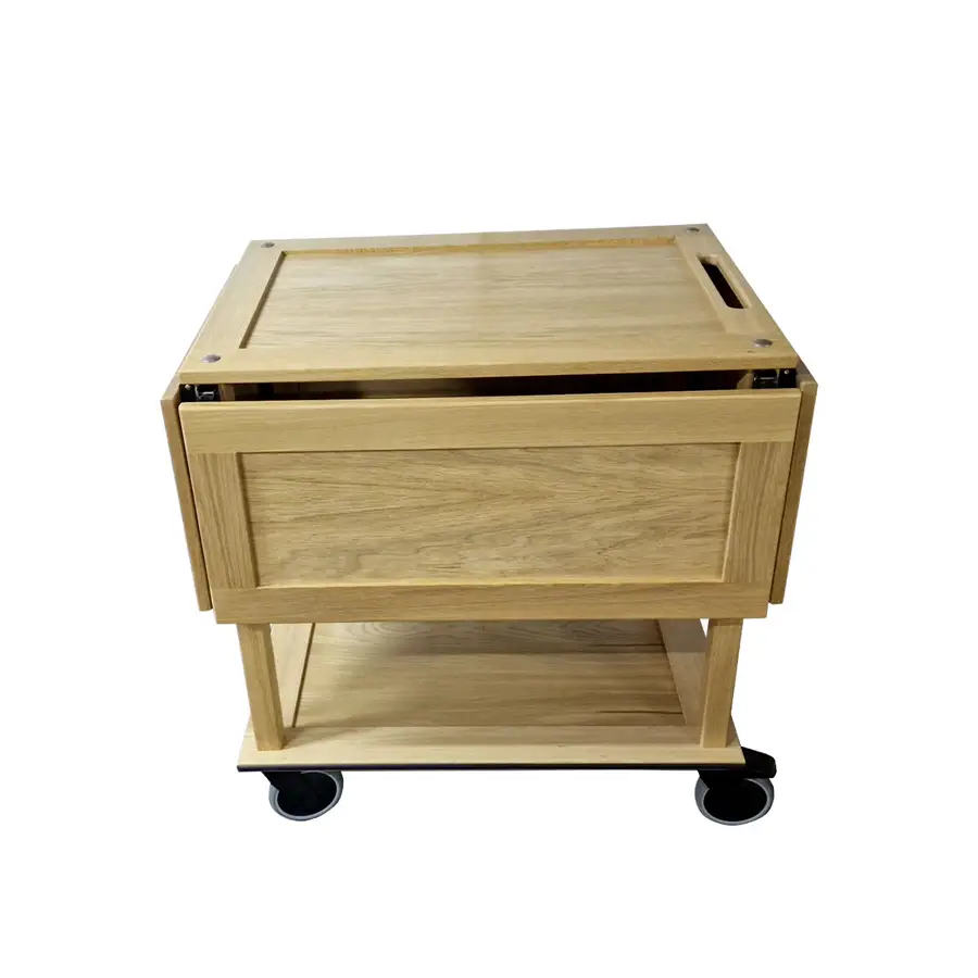 Arena Podium Island Natural Oak Hospitality Trolley 1465 x 1225 x 855mm - DN412NA