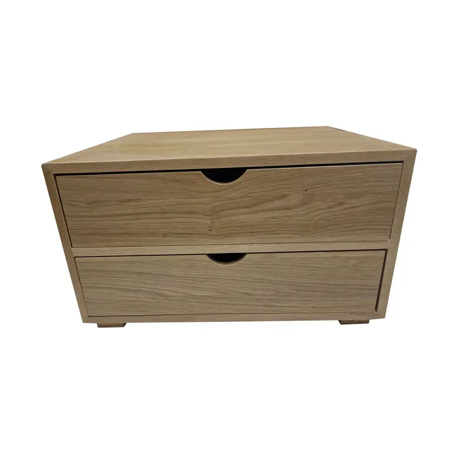 Arena Podium 2 Drawer Natural Oak 2/3 Rectangular Tea Chest 424 x 398 x 244mm - DN441NA