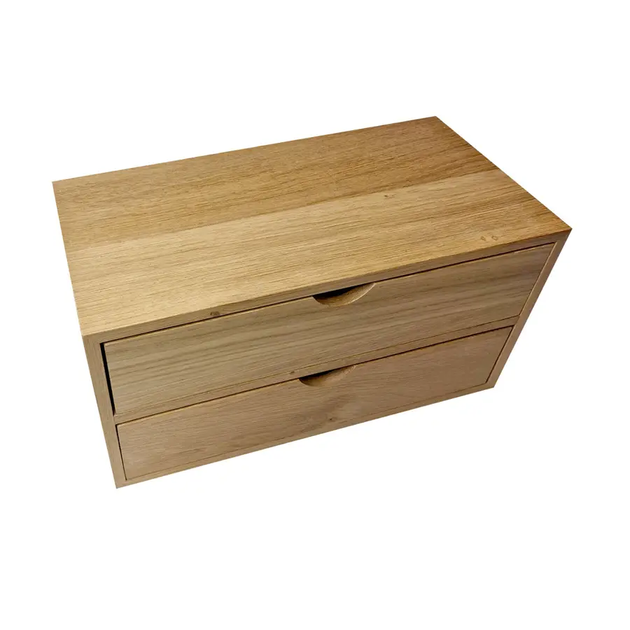 Arena Podium 2 Drawer Natural Oak 1/3 Rectangular Tea Chest 398 x 212 x 244mm - DN442NA