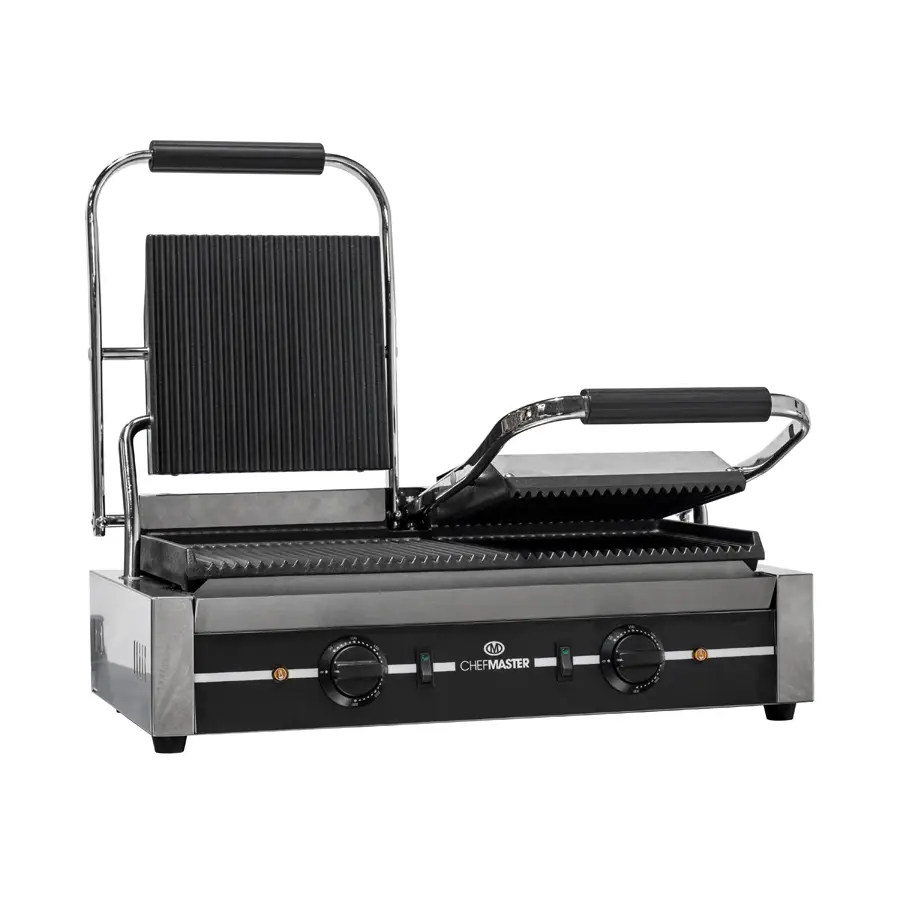 Chefmaster Contact Grill - Double - Ribbed top plate / Ribbed bottom plate - HEA789