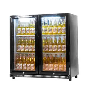 Arctica Bar & Display Bottle Cooler - 2 Hinged Doors - Black - Low Height - HEF972