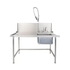 Classeq T15SENL 1500mm Long Inlet Table - Left Hand - With Sink, Mixer Tap, Pre-rinse Spray - HEH067