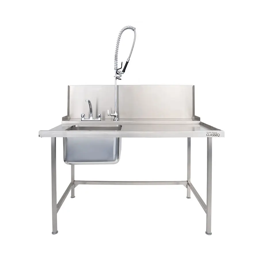 Classeq T15SENR 1500mm Long Inlet Table - Right Hand - With Sink, Mixer Tap, Pre-rinse Spray - HEH068