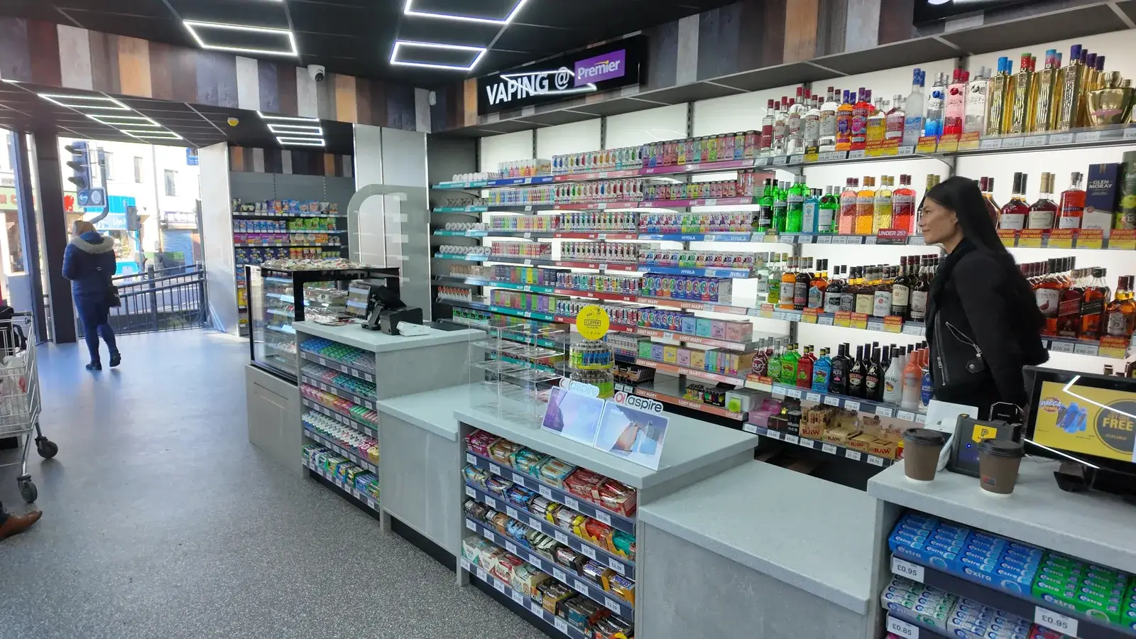 The finished counter area with customers in the new store