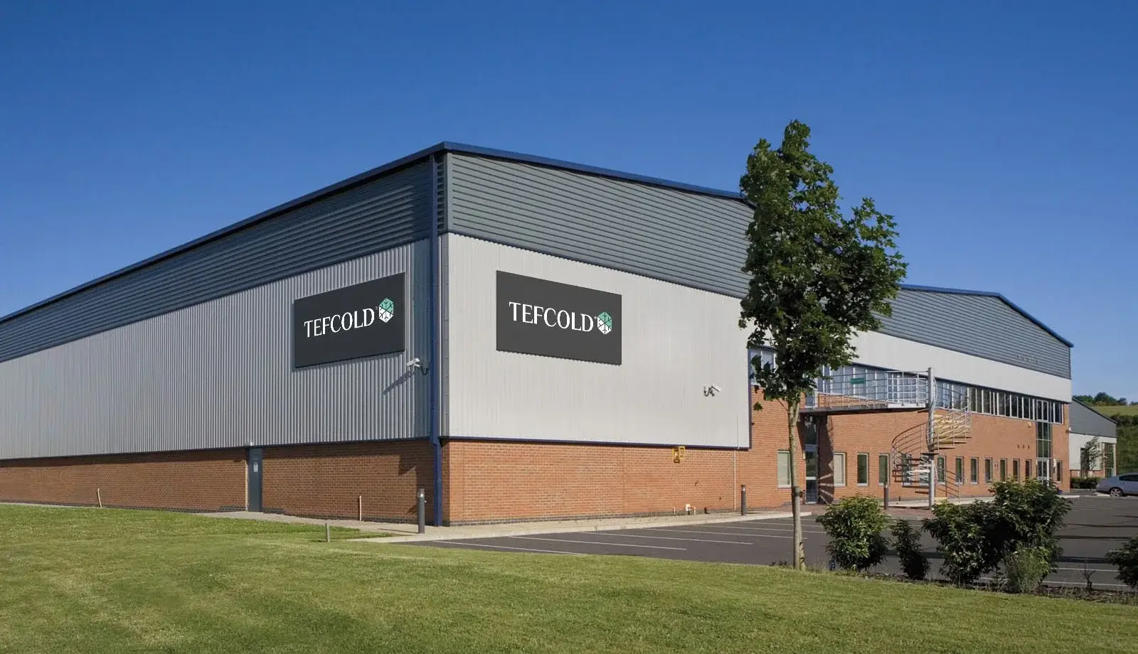 The TEFCOLD UK warehouse and offices — branded building under a blue sky