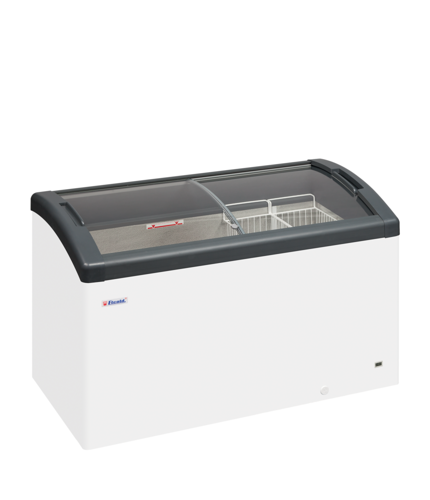 Elcold FOCUS 131 GREY Sliding Curved Glass Lid Chest Freezer