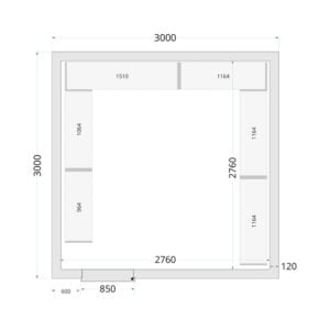 TEFCOLD Cold Room 300x300x220 WD Coldroom Panels 120 mm